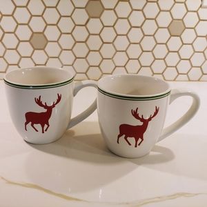 Harry & David Reindeer Christmas Winter Stoneware Mugs